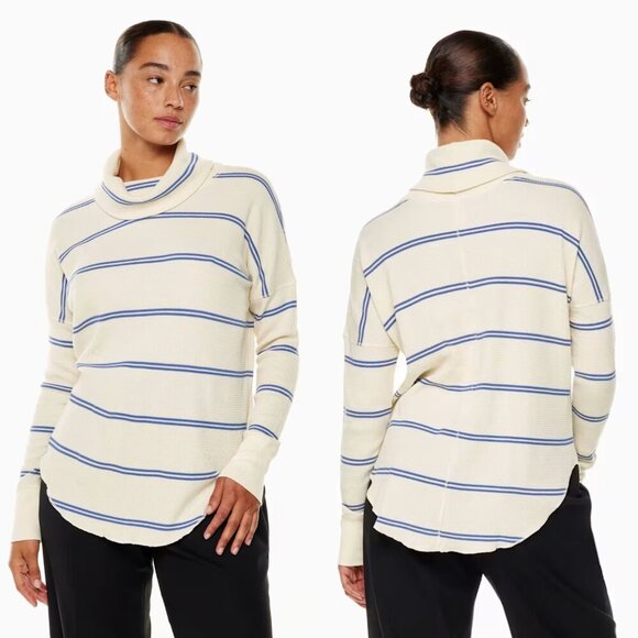 NEW The Group Babaton Striped Thermal Cowl-Neck Long Sleeve Sweater 37399 - Picture 1 of 9